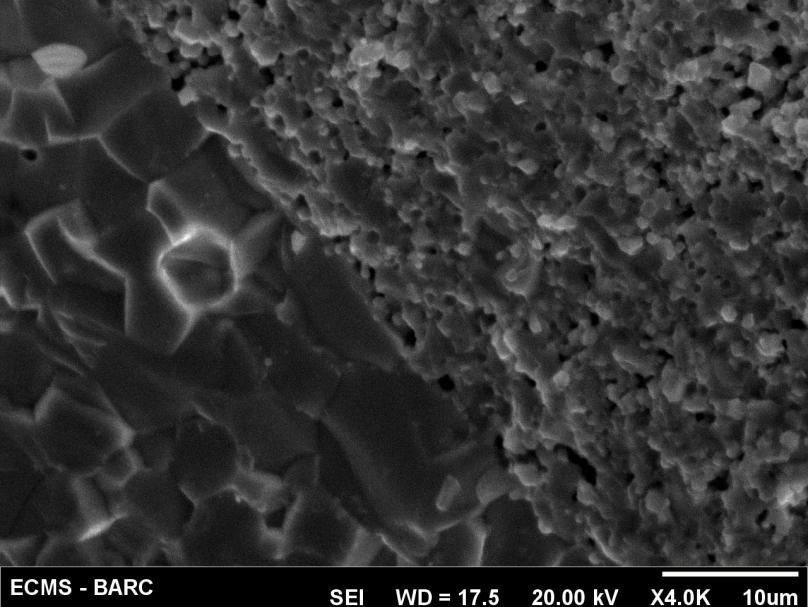 The SEM micrograph of the symmetric cell after the experiment is shown in Fig 7.12. This shows a dense electrolyte and a porous anode layer.