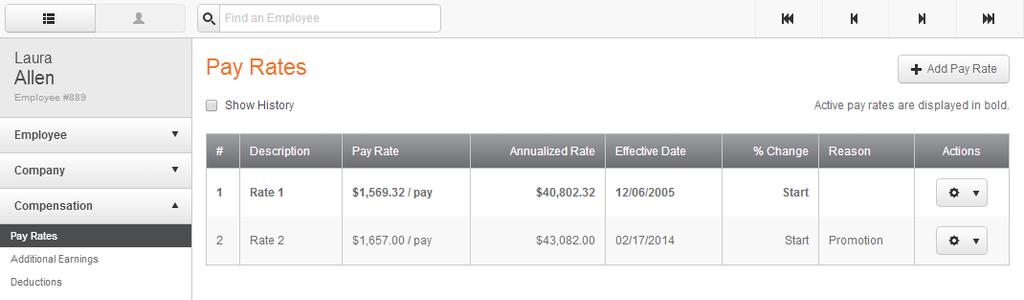 Step 2: Viewing and Editing Pay Rates already assigned to an Employee.
