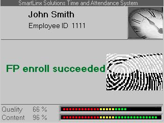 The terminal will display the result of the enrollment process prior to returning to the main screen.