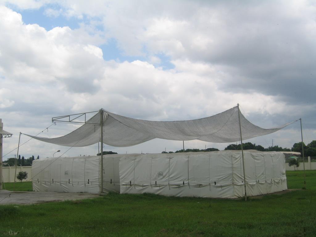 Cocoons Having the shape of a cube, impermeable to gases (hermetic), manufactured of white PVC,