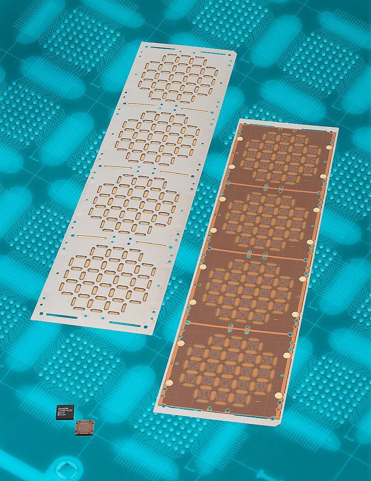 Figure 4. E-CSP strip of 7 mm (64 I/O) packages at 0.5mm ball pitch in an array format.
