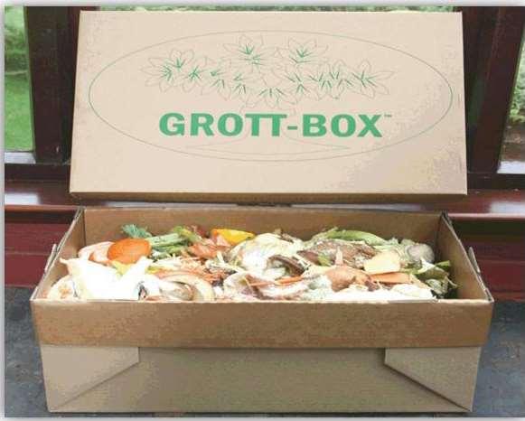 Eco-innovation in products Key stage for school dinners Challenge: food waste going to landfill Technical challenges: odour, storage, collection Solution: Grott Box, waterproof cardboard box with wax