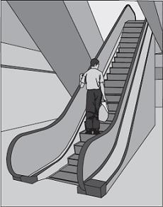 ............ (c) A shop uses escalators to lift customers to different floor levels.