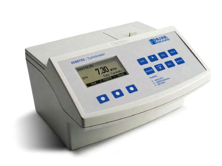 HI 83414 HI 88703 Precision Turbidity and Free/Total Chlorine Meters 12 Ideal for Drinking Water Applications HI 83414 is a highly accurate dual parameter instrument that benefits from HANNA s years