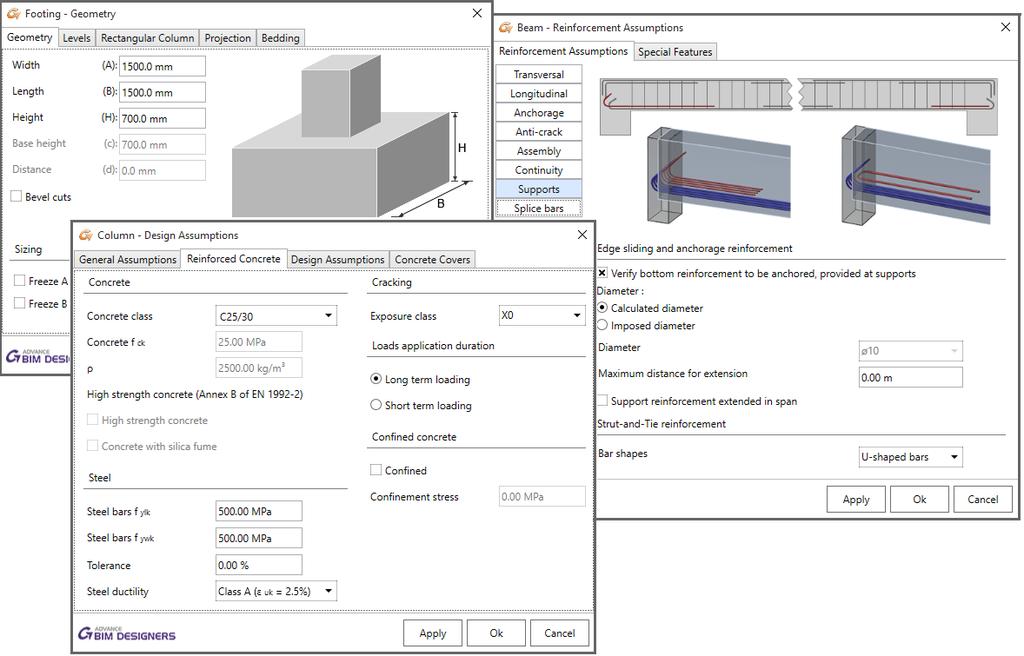 GRAITEC ADVANCED TUTORIALS` Part 4: Geometry and Calculation Assumptions The geometry and design assumptions for every element opened in Advance BIM Designers (information transferred