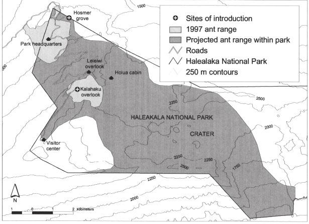 Acetate Master Figure 2: Potential Range of the Argentine Ant in Haleakalä National Park Map: Krushelnycky,