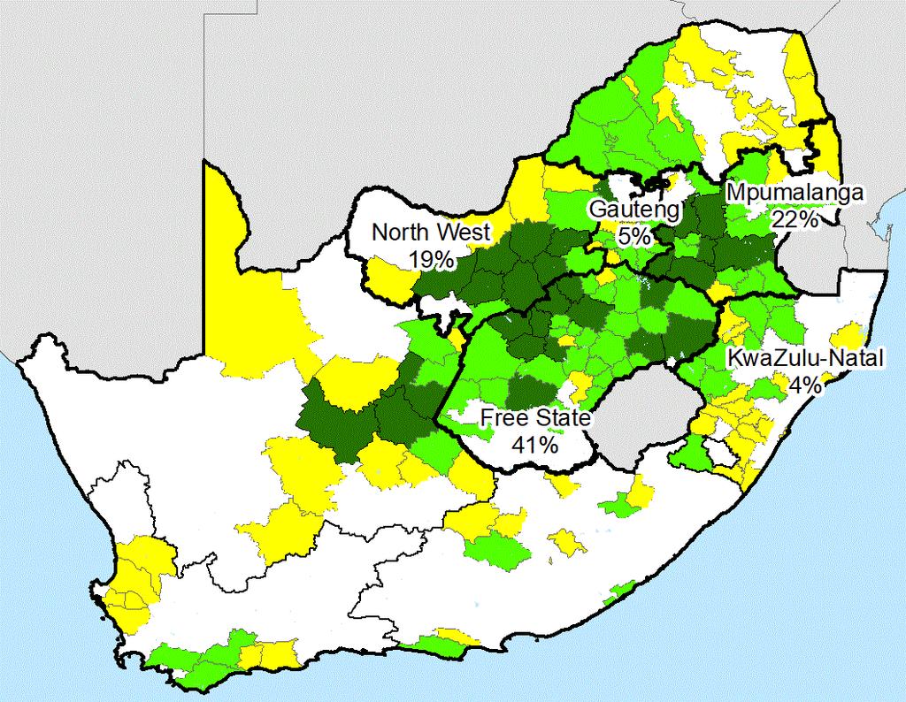South Africa Corn Production Major Production Region (along