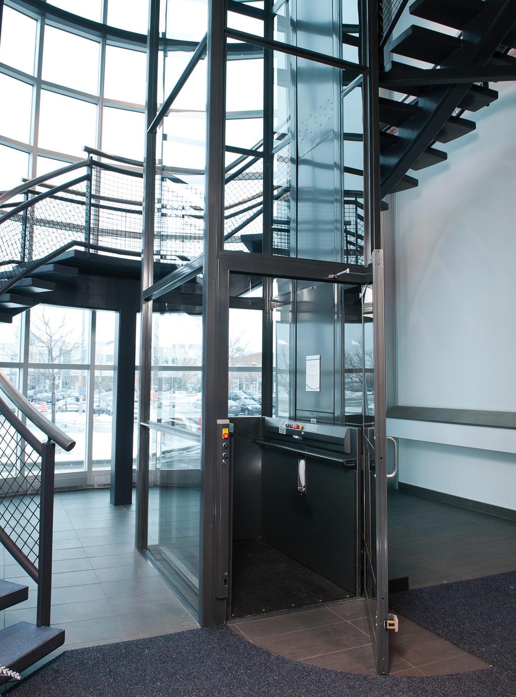 Types of lifts Enclosure model by lift manufacturer What to know Limited to 14' rise by code Can t be used to penetrate a floor since the enclosure isn t fire rated Can be used as a 3-sided enclosure