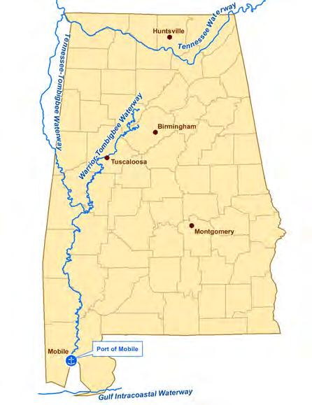 UNPARALLELED ACCESS Intermodal Facilities of Alabama Water Transportation Alabama water corridors connect to over 15,000 miles (24,000+ km) of inland waterways in 23 states.