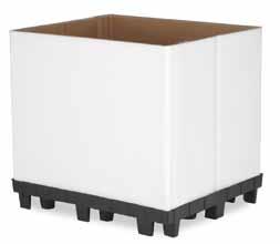 The pallet/top cap design allows for maximum cube utilization in trailers. Protects contents from dust and dirt.