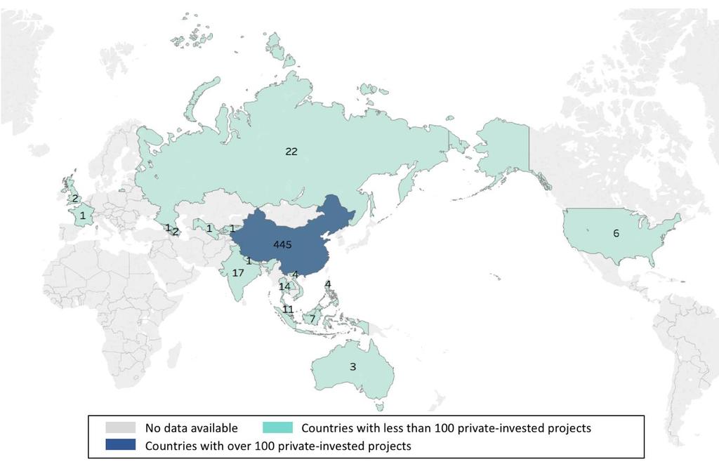 Figure 7: Trends of sanitation and water supply investments from private sources in ESCAP in 2000-16 34 Figure 9 reveals the distribution of 548 projects with private investment across 21 ESCAP