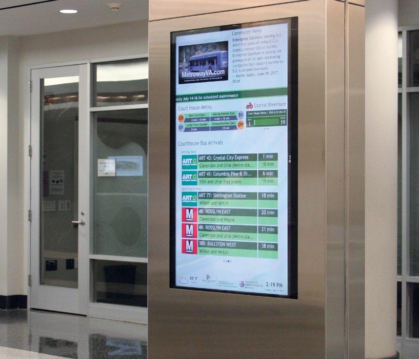 ARLINGTON COUNTY Multimodal Real-Time Transportation Information Screens 85% Funding Through I-66 Commuter Choice $ 250,000 Implementation underway Real-time information on transit arrivals, Capital