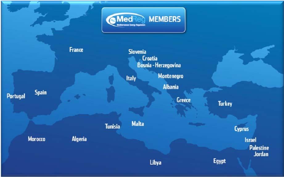 MEDREG Association of Mediterranean Energy Regulators Mission to implement the conditions for the establishment of a future Mediterranean energy community Objectives - stable and harmonized