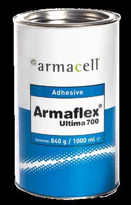 ArmaFlex Ultima 700 COMPATIBLE PIPE SUPPORTS FOR USE WITH ARMAFLEX ULTIMA LOW SMOKE INSULATION New generation of blue coloured adhesives developed especially for bonding ArmaFlex Ultima Recommended