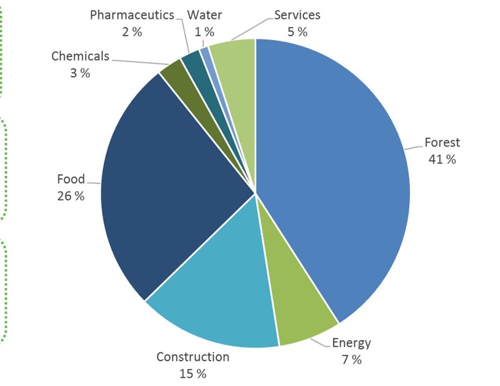 Share of employment 11% Bioeconomy combines wood processing, chemistry, energy, construction,