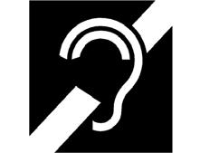 11B-703.7.2.4 Assistive listening systems. Assistive listening systems shall be identified by the International Symbol of Access for Hearing Loss complying with Figure 11B-703.7.2.4. shall contrast with the door, either light on a dark background or dark on a light background.