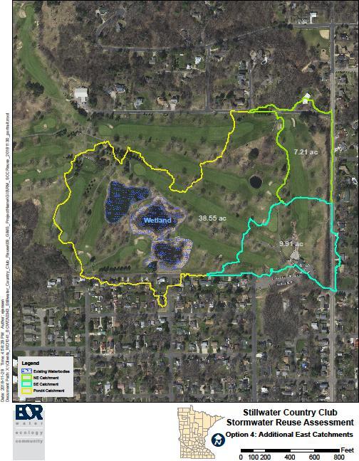 Figure 9 Potential eastern contributing areas Conclusions In the three options for stormwater capture and reuse detailed in this memo, reductions in groundwater irrigation on the golf course could