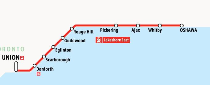 Lakeshore East Corridor Current Facts 52,000 Total Ridership per weekday 88 Total Trips per weekday 115 Total Track KM Service Considerations Anticipate all-stop service between Oshawa and Pickering,