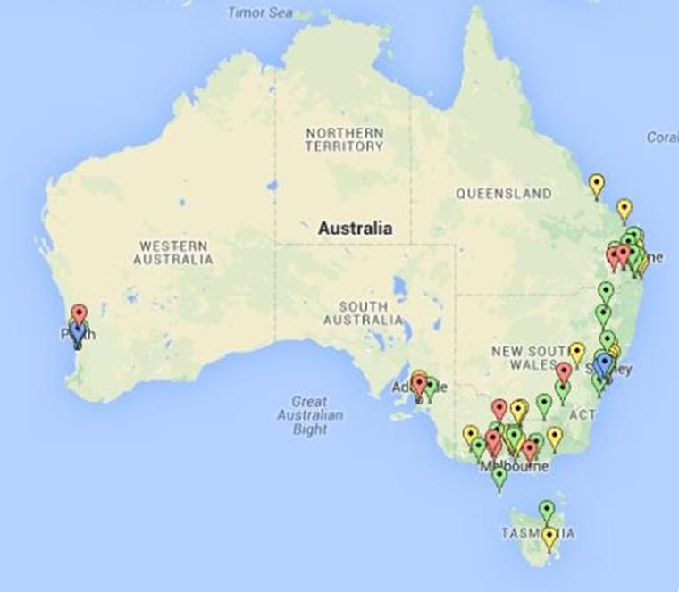 Geographic location of biogas plants in Australia Source