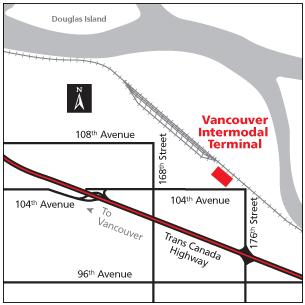 A large woodlot is adjacent to the Terminal on the northeast side and Highway 17 parallels on the southwest side. The VIT has a 650 metre access road which outlets onto a Highway 17, a four lane road.