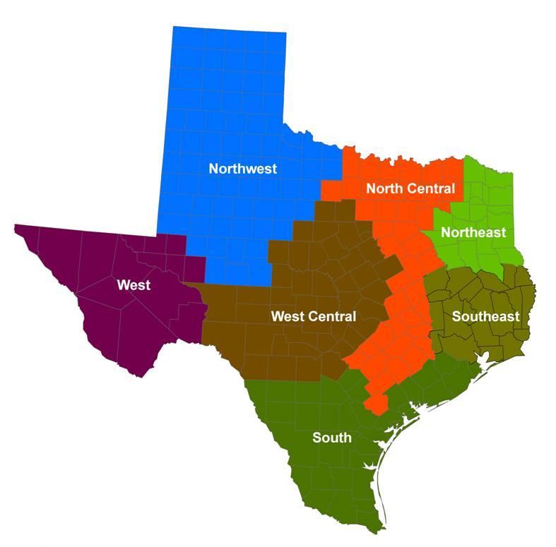 6 IMPACTS BY REGIONS Table 2 shows how the Texas forest sector impacted each region.