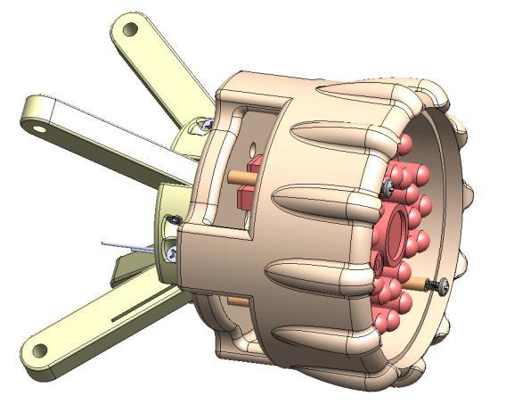 To open the claws, the grippers use compact tie rod air cylinders. The initial design provided a gripping force of 18 lb which was increased to 40 lbs with the implemented design modifications.