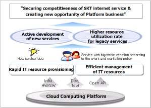 SK Telecom : Cloud Computing Platform Business Background Unit of SK Holdings, one of South Korea s largest chaebol conglomerates Perceived as technology leader in South Korea Number 1 market share