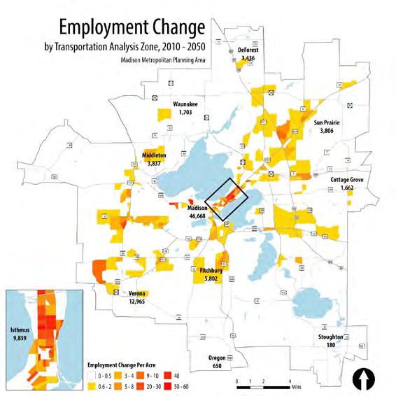 This includes the trend of many suburban communities population growing at faster rates than the City of Madison and also increased commuting by workers into Dane County from adjacent counties.