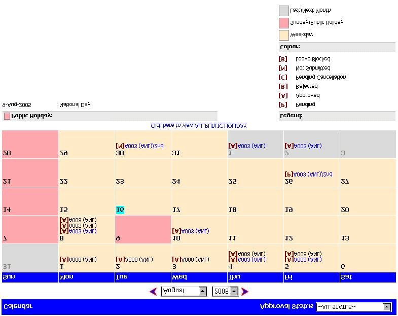 PROSOFT eleave System User Guide Page 8 of 8 How to View eleave Calendar The eleave calendar allows the applicant to view all the leave taken for the month. 2 5 4 6 3.