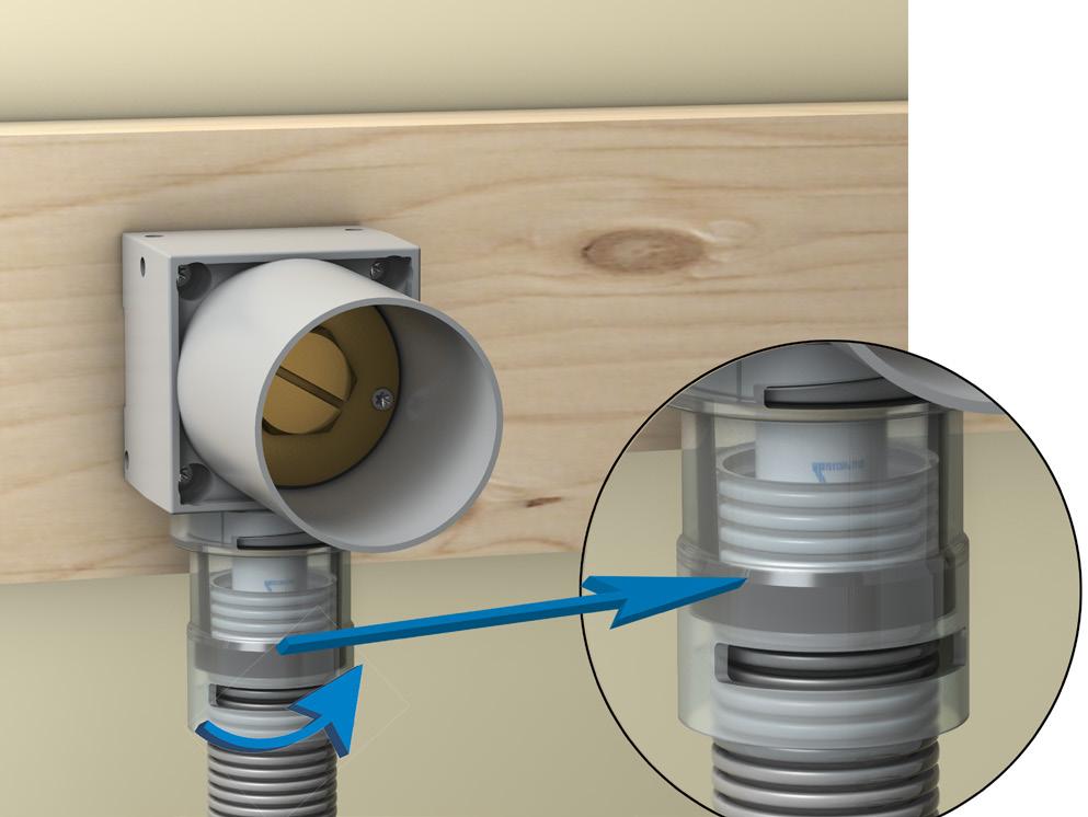 Assemble the sleeve coupling on the wallbox s casing with a rotating movement until it stops, so that it locks
