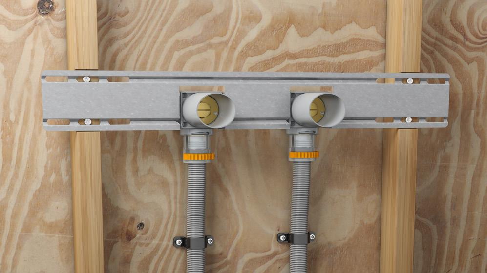 LK Wall Support Flex UNI Push has been adapted for a distance of 300 mm, 450 mm or 600 mm between the studs. 3.3. The stud must be jacked out 5 mm behind the whole plate to provide space for the plate reinforcement profile.