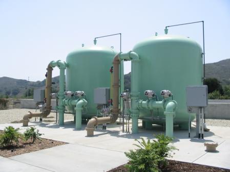Return water pressure filters provide treatment to reduce turbidity to < 2 NTU 2 pressure filters operate in