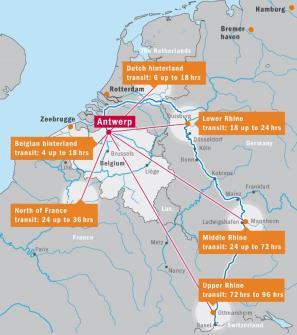 surrounding countries Merely 40 km from Brussels, the European capital 48 200 handled barges in 2014 925 barge calls per week to 350