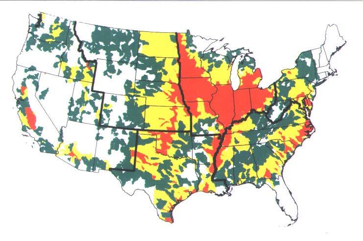 The intensive tile drained agriculture of the upper Midwest is the major source of nitrogen to the Mississippi