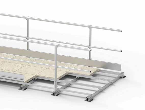 walkway widths Patented rail clamp, no pre-drilling Assembly with minimum tools