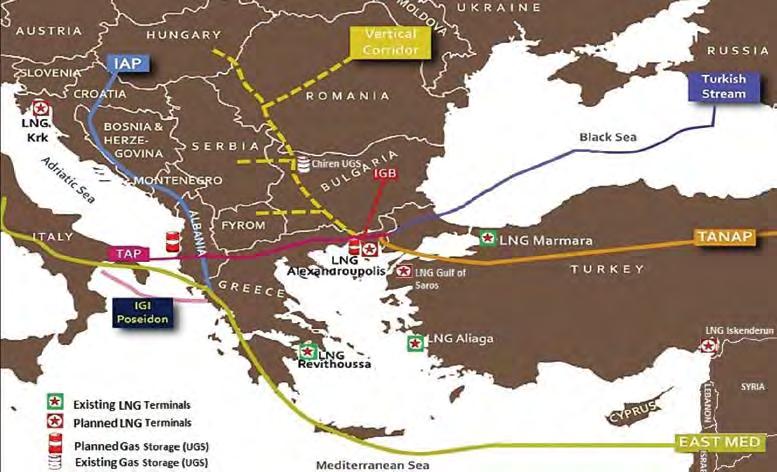 Map 29 An Expanded Southern Gas Corridor NB.: The TANAP and TAP gas pipelines as well as Turkish Stream are under construction, with IGB at an advanced planning stage with FID already taken.