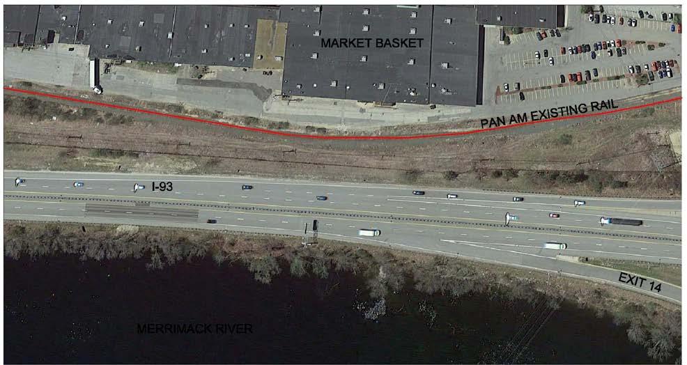 At this location the railroad right-of way is of limited width and is only able to accommodate one track without impacting existing development, and I-93