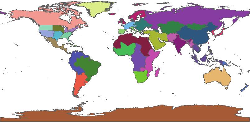 Global Urban Characteristics Dataset Global Regions To CLMU Urban Extent - Landscan 2004