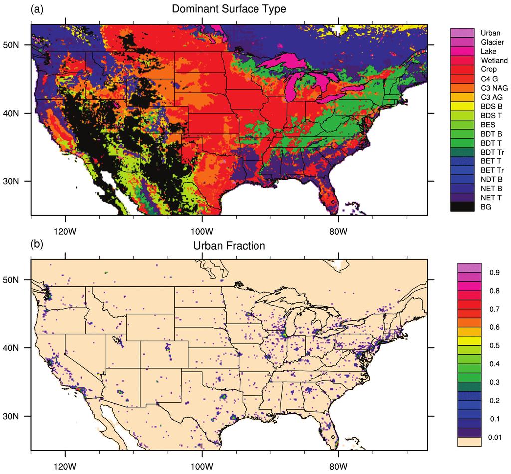 Effects of Urban Density and AHF on UHI CLM forced by NLDAS (1990-2009) Urban Rural MIN Air Temp Average Urban Rural MIN Air