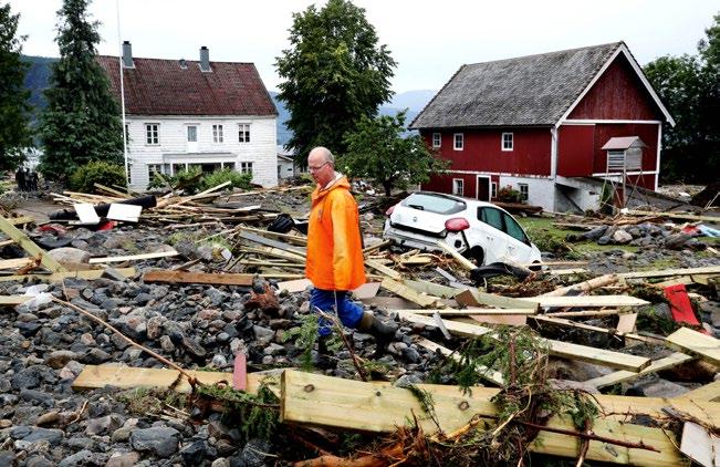 Heavy rain and flooding caused serious damage in Utvik in Sogn og Fjordane on 25 July 2017. Per Inge Verlo (58) is looking at the damage around his home.
