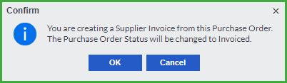 Sage One Accounting will notify you that you will be converting the purchase order into an invoice.