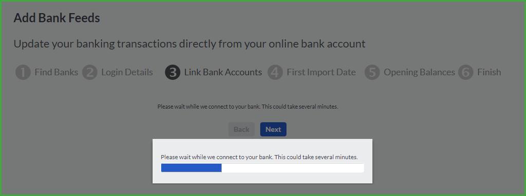 Once the bank feeds are enabled, you will be able to select which internet banking accounts from YOURBANK should be linked.