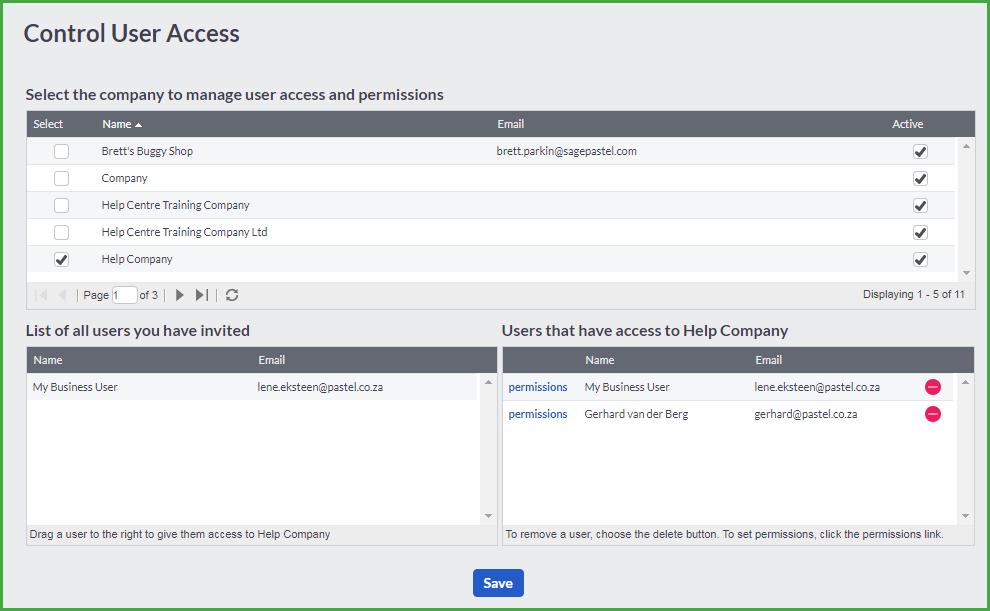User Access Permissions In Sage One Accounting you assign permissions per user according to the menu options.