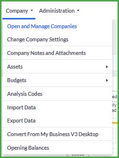 Company You will add and manage your companies via the options in the Company menu. The owner menu is shown below.