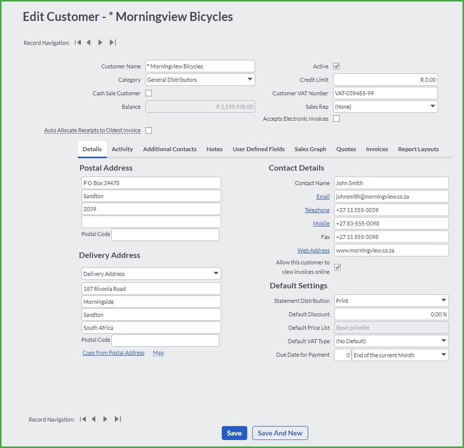 Other Bulk Actions Sage One allows you to update customer masterfiles in bulk without