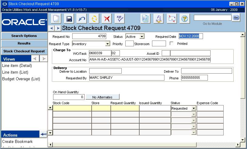 Inventory Chapter 3 Checkout Request Use the Checkout Request module to request items from a storeroom for use in work or to access items held in the storeroom as a courtesy.