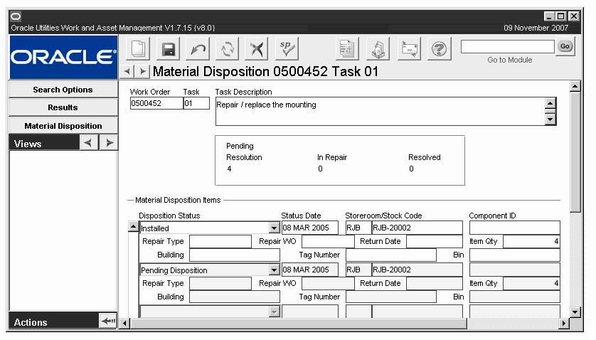 Materials Disposition Processing If you are checking out a component, you must also select a Component ID from the list of values.