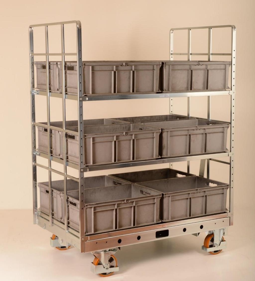 K.Hartwall Lean Shelf Wagon - KHW article no.: DOS1870-SW3 - Designed for: Standard plastic boxes Standard metal boxes Cardboard packaging Etc. - Inside dimension: 1200 x 800 - Max.