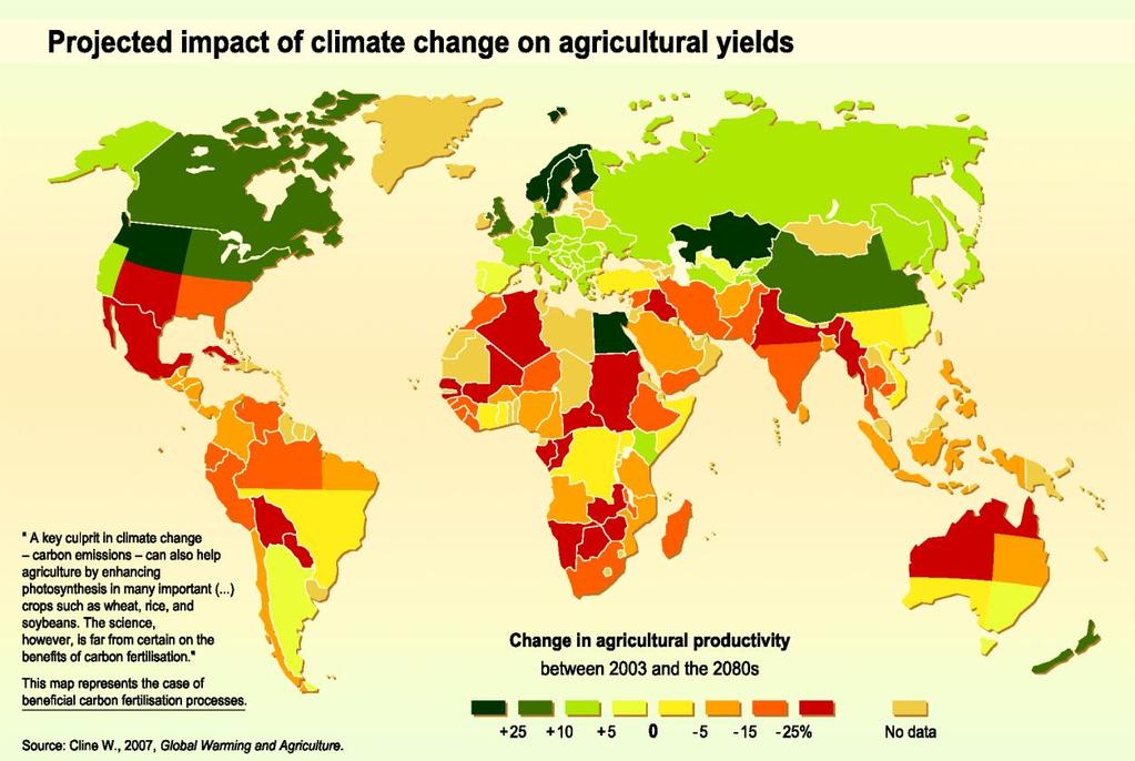 Climate Change and Agriculture: Issues and Recommendations Climate change is causing an increase in temperatures, rainfall variations and the frequency and intensity of extreme weather events, adding