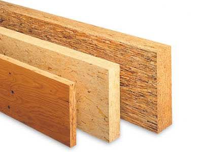 Structural Composites Laminated Veneer Lumber; Laminated Strand Lumber; Parallel Strand Lumber (Parallam); Oriented Strand Lumber LSL & OSL can utilize lower quality poplar and white birch fibre Some